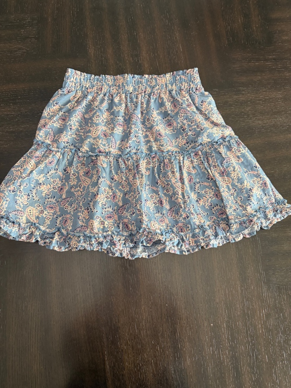 Floral Tiered Ruffle Mini Skirt - Light Blue